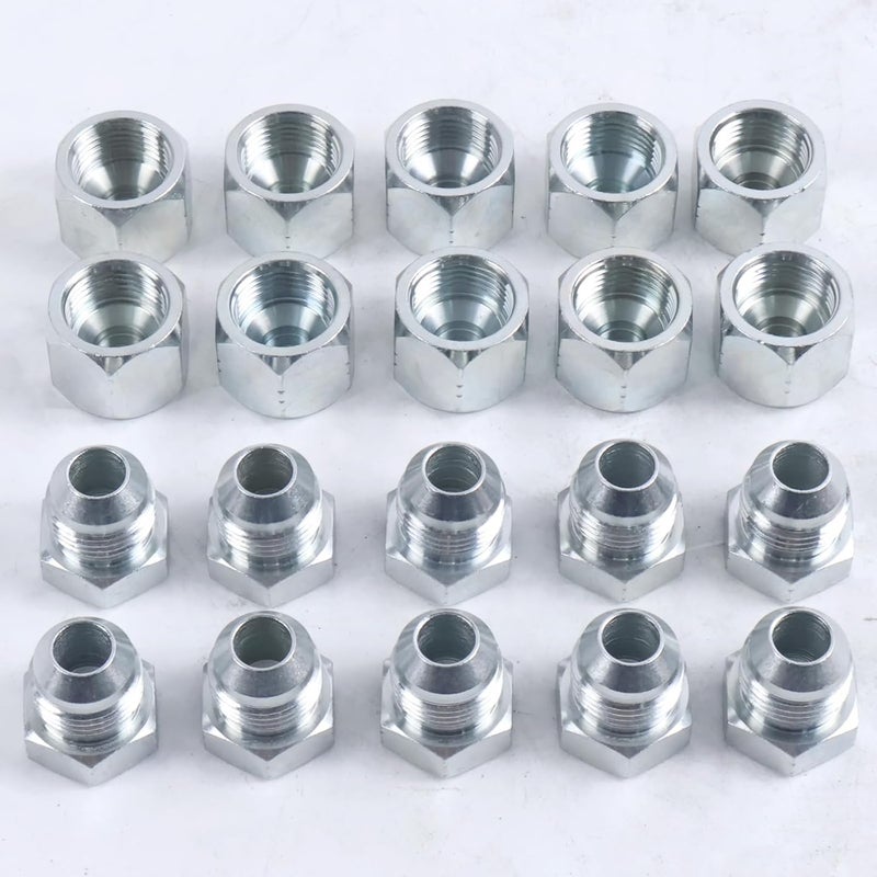 Fakojer 10 Pairs 1/2" # 8 JIC Cap 0304-C-08 & Plug 2408-08 Hydraulic Adapter Fitting 3/4-16 Thread - Image 1